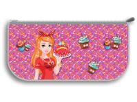 Пенал-косметичка объемный на молнии ПРЕМИУМ, печать на ткани 225/105/70 (12) (К-7, КРАСОТКА КОНДИТЕР