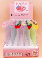 Ручка гел со стир чернилами ФРУКТЫ синяя