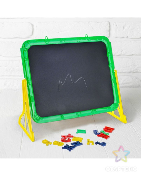 Доска  магнитно-маркерная+мел 23*31 цв. ассорти на подставке с буквами