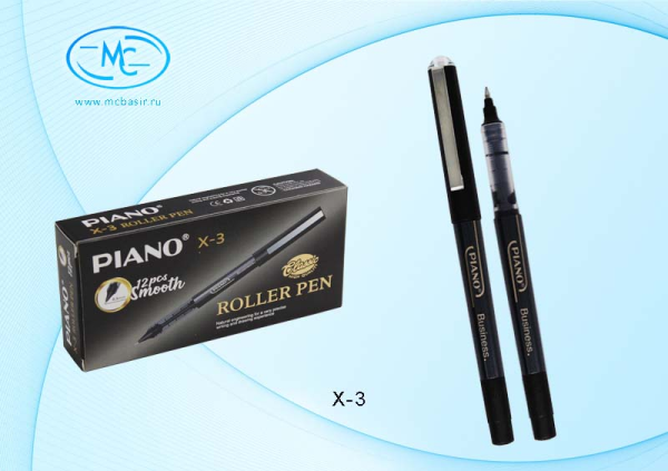 Ручка роллер PIANO BUSINESS X-3 синий корпус 0,5, черная