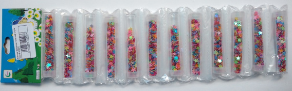 Блестки Звездочки голографические цв.ассорти в тубе 12шт